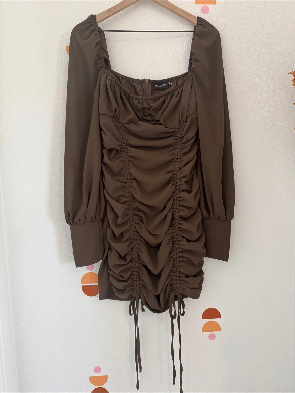 long chocolate brown dresses silk wrap dress length skirt that creates SHEIN Tween Girls' Waist style_group:Skye Burnout Velvet Dress Size:AU 14